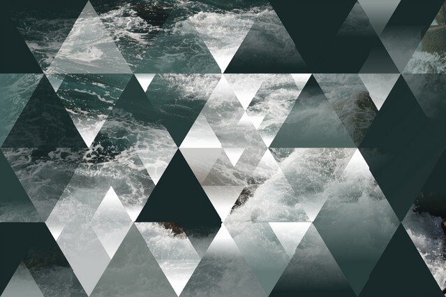 Abstract sea geometric background with triangles